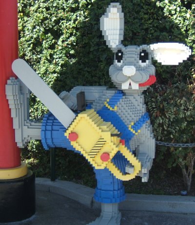 Lego Rabbit with Chainsaw will see you now